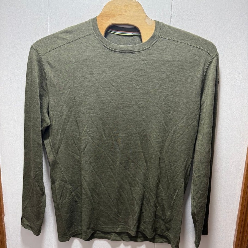 Smartwool Mens 2XL Merino Wool Long Sleeve Base Layer Shirt Olive Green Heather